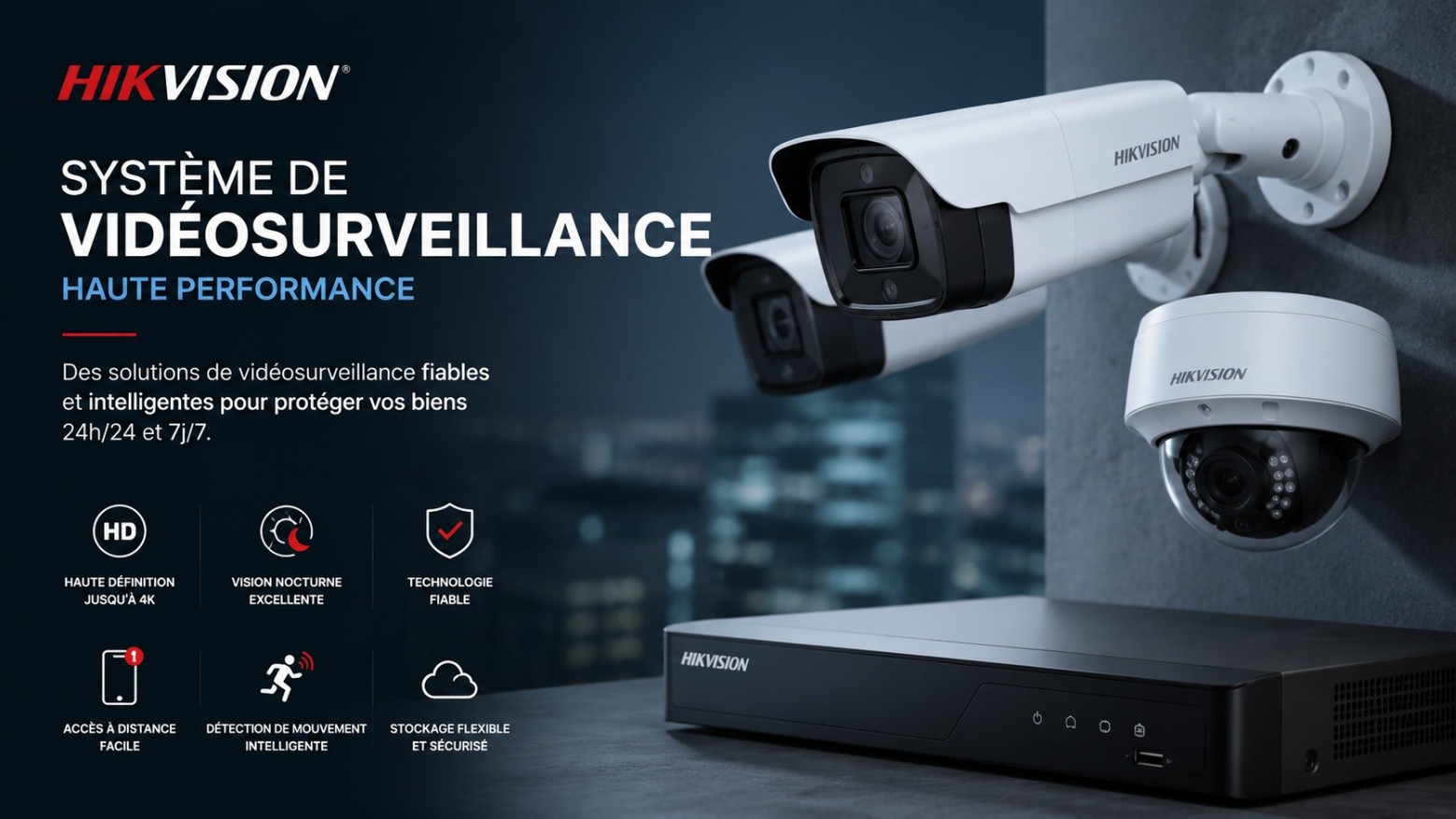 Caméra de vidéosurveillance installée sur la façade d'un local professionnel